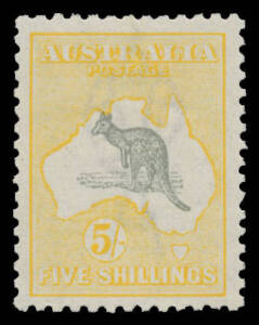 5/- grey & pale yellow BW #44D, well centred, Cat $400.