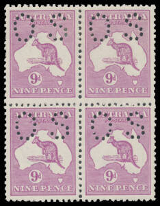 - 9d violet Die IIB block of 4, the upper units lightly mounted, the lower units unmounted, Cat $1300+. Advertised retail $1700+.