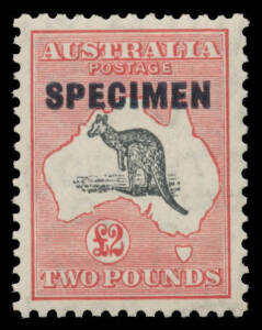 10/- &pound;1 & &pound;2 all with 'SPECIMEN' Overprint Type D, well centred, unmounted, Cat $435.
 (3)