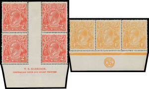 Mint collection in Hagner album with many better items noted including numerous varieties - some confirmed by us - Single Wmk 1d red Monogram singles x3 & Harrison One-Line Imprint pairs x2, 1&frac12;d black-brown Harrison Imprint blocks of 8 x6 & 12, 1&frac12;d green 