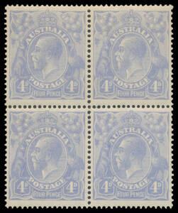 War Savings Paper 1d red Die III marginal block of 4 from the top of the sheet, 4d orange marginal block of 6 (3x2) from the right of the left-hand pane & 4d blue block of 4, unmounted, Cat $2250+. (3 blocks)