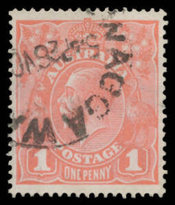1d pink eosin BW #71SA, very well centred, 'WAGGA WAGGA/26NO--/...' cds, Cat $2250. Michael Drury Certificate (2016) states "G27A pink salmon eosin...Wagga Wagga No 22..."