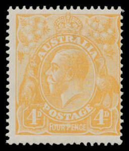 4d yellow-orange with Line through 'FOUR PENCE' BW #110(2)r, Cat $700.