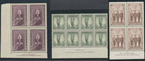 KGVI period imprint blocks of 4 including NSW Sesqui & AIF sets, 3d blue Dies II (both papers) & III, Zoologicals to 1/- Ash (block of 8), Robes Thick Paper &pound;1 & Thin Paper 10/-, etc, generally very fine & mostly */** or unmounted. (43 blocks)