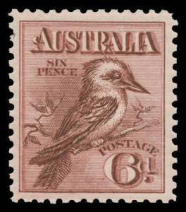 1913-14 Engraved 6d Kookaburra, exceptional centring, unmounted.