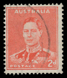 1937-49 Definitives Perf 15x14 2d scarlet with Medallion Flaw BW #188e, light cds clear of the variety, Cat $250.