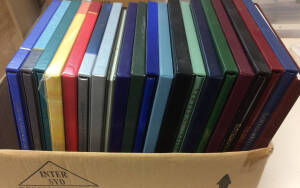 Small carton of Australia Post Year Albums to 2004 mostly without outer plastics. Glorified postage. (21 albums) [the following Yearbooks are empty and do not contain any stamps: 1985/86/87/89/90/91/92 and estimate reduced to $200]