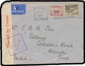 1939-45 World War II Civilian Censorship selection of domestic, overseas and inwards mail with destinations and origins including Hawaii, India, Palestine (airmails both ways), South Africa, Switzerland, noted Sydney 1939 'Single Text Line' label on tatt