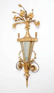 A pair of George III style gilt wood and mirror candle sconces, English 19th century