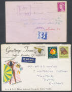 1966-71 Definitives study of usages with values to $1 represented including single and multiple frankings, domestic and overseas airmails, advertising covers and taxed mail, noted QEII 1c brown punctured 'G/NSW' on local OHMS cover, 3c Coil x10 on local r - 2