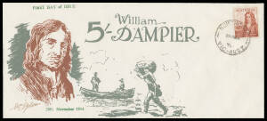 1963-65 Navigators 5/- Dampier tied to Ogden green, brown & grey screen-printed FDC by 'NORTHCOTE/25NO64/VIC-AUST' cds, unaddressed & signed "EWm Ogden".
