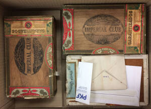 Bundleware etc in three cigar boxes, mostly Victorian & South Australian low values. It's always dangerous to state "unpicked" but we are confident this material has not been checked for varieties or postmarks, and that it has never before been on the mar