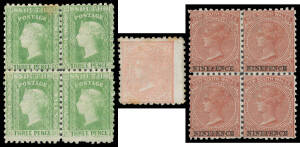 1871-1902 Wmk '36' Perf 10 mounted collection with a mint/unused set including 1d SG 208a (a rare stamp; no gum, tonespots), also 1d used x14 including a pair, 3d mint x15 including two blocks of 4, 4d used x8, 5d mint x20 including two blocks of 4, 8d us