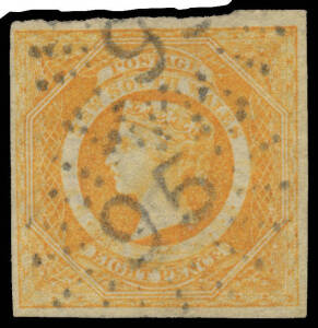 New South Wales Diadems 8d dull yellow-orange SG 98, margins good to large, very fine Rays '95' cancels of Brisbane, Cat £1300. A very desirable Queensland forerunner.