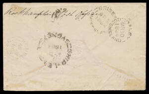 1864 cover to "Kembla/Wollongong/New South Wales" with 2d x3 with faint cancel & postmaster's endorsement "Rockhampton Post Office" on the flap, 'DALBY/MR30/1864/-QUEENSLAND-' Brisbane & Sydney transits & 'KEMBLA/AP9/1864/=NSW=' arrival b/s.