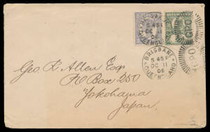 1894-1911 selection of covers and cards in album with destinations such as Argentina, Austria, Canada, Ceylon, Ireland and Papua, noted 1906 to USA with 'REGISTERED/MOUNT MORGAN' cachet and to Japan with 'YOKOHAMA' receiver, postal stationery four illustr