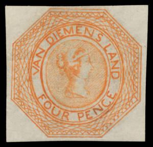 1853 Couriers Plate II (Coarser Engraving) 4d orange SG 10, faults & rebacked but of fine appearance, unused, Cat £5500. RPSofV Certificate (2016).