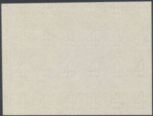 1857-67 Double-Lined Numerals piece of watermarked paper with 24 impressions (6x4) of the '4' Watermark. Ex Koichi Sato.
