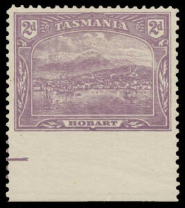 1905-11 Electrotyped 2d purple marginal example from the base of the sheet Imperforate at Base BW #T36b (SG 251b var), lightly mounted, Cat $1000 (2004).