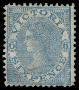 1863-81 Laureates 1867-70 Emergency Printings on Saunders Paper 6d blue with 'THREE/PENCE' Watermark SG 165, unusually well centred, minor blemishes, unused, undercatalogued at &pound;475. [Geoff Kellow at page 169 states "This is a rare stamp unused". Our vend