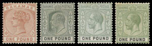 BAHAMAS: Mostly mint collection including QV to &pound;1, KEVII to &pound;1, Staircase sets, KGV both watermarks to &pound;1, War Tax Overprints, KGVI to 5/- x4 (one unmounted) & &pound;1 x2 (one unmounted), Columbus set, Weedding, UPU imprint blocks of 4 (**), Eleuthera set (hi
