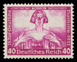 1933 Wagner Operas 3pf to 40pf Perf 14x13 set Mi #499A-507A plus five additional values Perf 14 Mi # 499B-505B all unmounted and with Schlegel expertising handstamps on back, 40pf value with some ink bleeding on back as usual, Cat &euro;3900. (14)