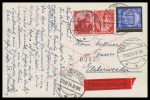 1934-37 covers accumulation of mostly commercial mail including single and multiple frankings, airmails, registered, express, COD, taxed, advertising, cinderellas, 'BAHNPOST' cancels and other postmark interest, noted 1934 to Russia with 25pf Hindenburg M
