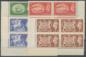 1951 Festival of Britain 2/6d to &pound;1 SG 509-512 corner blocks of 4, well centred, unmounted, Cat &pound;400+. (4 blocks)