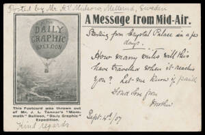 1907 (Oct) "Daily Graphic" Expedition PPC of a Balloon over a Riverine Landscape, to London with Swedish 1o only tied by 'MELLERUD/12/12/1907' cds & with 'T'-in-octagon h/s, London arrival cds of DE16/07 & superb '2D/FB' h/s.