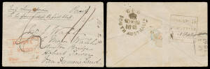 1848 cover to "Mr J Walch/Care of Major Walch/Wellington Bridge/Hobart Town/Van Diemen's Land" endorsed "Via Singapore/..." with very fine boxed 'POONA/1848JULY30/Paid ("2A")' d/s in red, very fine boxed 'SINGAPORE/SHIP LETTER/184("8 Sep 5th/Bearing' (Pro