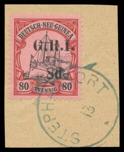 1914-15 5mm Spacing '8d.' on 80pf SG 26 tied to small piece by frozen" 'STEPHANSORT/___/13/ * ' cds, Cat &pound;600. Superb! BPA Certificate (1977),