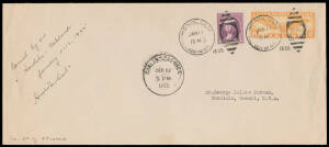 FLIGHT COVERS: 1935 (Jan 11) Honolulu-Oakland cover (241x114mm) endorsed "Carried by air/..." and signed by the pilot "Amelia Earhart" at upper-left and "No.34 of 49 covers" at lower-left, small repaired tear at right. [Amelia Earhart was the first woman 