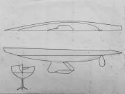 "AUSTRALIA II" rough drawingThese rough drawings on scrap paper represent the spark of an idea that was believed to be the first manifestation of Ben Lexcen's dream - to design a yacht to win the coveted America's CupBelieved to have been drawn after tank