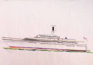 A portfolio of drawings and photographs, mainly of motor cruisers and boat fittings