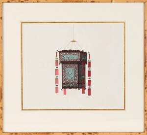 A pair of Chinese paintings of lanterns, circa 1920
