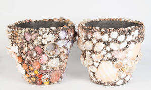 A very decorative pair of large shell jardinières.Provenance: Private Collection, Sydney