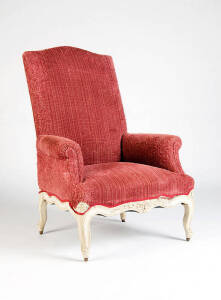 A Louis XV style carved high back armchair, French 19th century