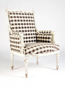 A Louis XVI style white painted bergere, French circa 1900
