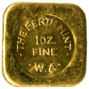 GOLD; 1oz fine. Stamped Perth Mint, Australia.