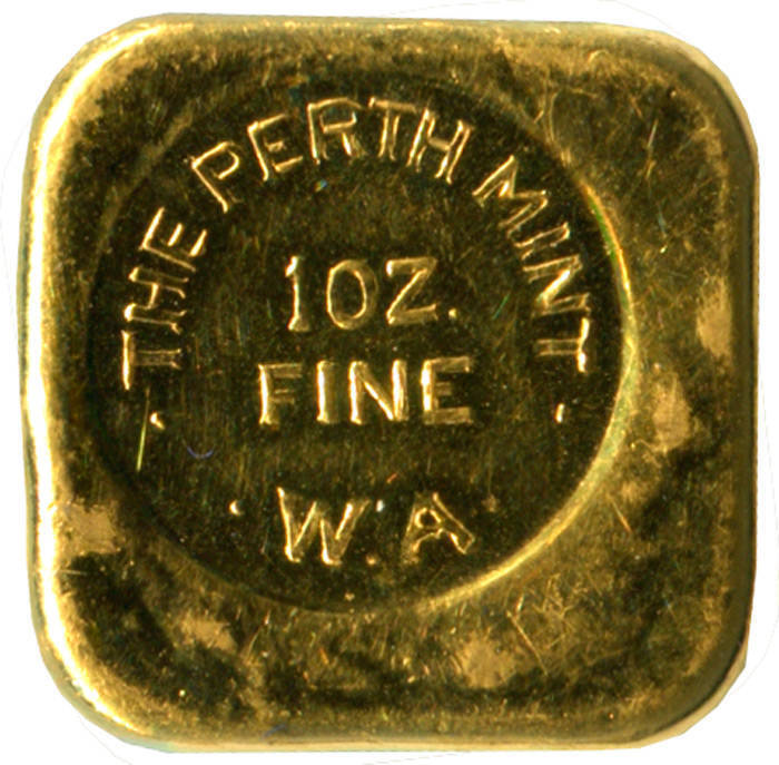 GOLD; 1oz fine. Stamped Perth Mint, Australia.