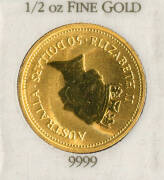 GOLD NUGGET SERIES; 1987, $50.00, &frac12;oz, "Hand of Faith". Carded. - 2