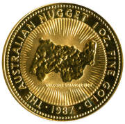 GOLD NUGGET SERIES; 1987, $100.00, 1 ounce, "Welcome Stranger".