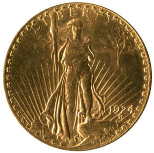 1924 GOLD $20.00, Saint-Gaudens.