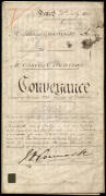 INDENTURES: c1855 Prahran Parish Melbourne Colony of Victoria, with wax seal; c1875 & c1880 Mortgages (Melb) & (Nth Melb & Carlton); c1872 Birth Certificate (Melb). Vellum & Paper, G/VG condition