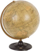 WORLD GLOBE by Philips' Challenge Globe c1920s. Full of character this vintage piece sits on its original brown bakelite base with inset compass. The surface is crazed & has some minor damage. Great decorator item. 40cm