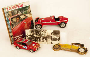 Model car collection: Alfa Romeo (6), Mercedes Benz (2), plus a collection of car brochures (40+), badges, postcards, pictures etc. G/VG condition