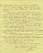 FAYE COPELAND (1921-2003, oldest woman on death row), handwritten 1998 2-page letter signed "Faye" about the rain and her keeping a greenhouse in prison. Accompanied by the original mailing envelope, addressed in Copeland's hand, with her full signature a