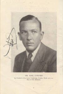 NOEL COWARD (1899-1973, English actor & playwright), signature on picture inside rare 1937 booklet "Programme of the Theatrical Garden Party, in aid of The Actors' Orphanage, at the Queen Mary's Gardens, Regents Park", with 9 other signatures on title pag