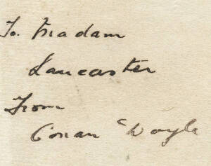 SIR ARTHUR CONAN DOYLE (British author most noted for his stories about the detective Sherlock Holmes, 1859-1930), signature on page from book.