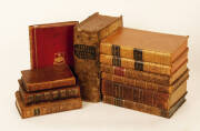 ANTIQUE BOOKS: Group of English & French books mainly leather bound dating from 1540s to the 19th century; noted, "Erasmus" two French copies c1548 & c1706; Italian/French Dictionary in vellum boards c1693; "Martin Chuzzlewit" by Charles Dickens [Lond. 18